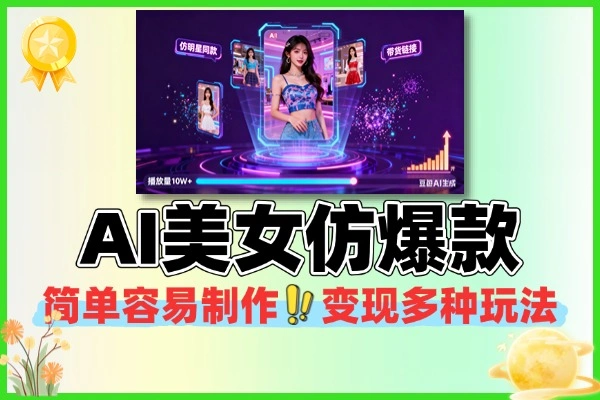 (内部玩法)揭秘AI“美女”仿爆款,一键生成+自动变现,小白也能暴力掘金!