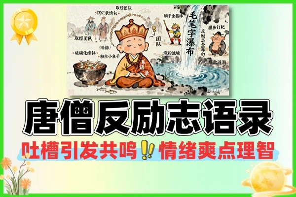 唐僧反励志语录教程:靠 “毒鸡汤嘴替” 快速起号涨粉,情绪反差流量密码全拆解