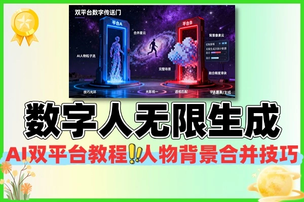 AI 数字人双平台无限次生成教程:人物背景合并技巧 + 0 基础变现,小白也能做数字人 IP