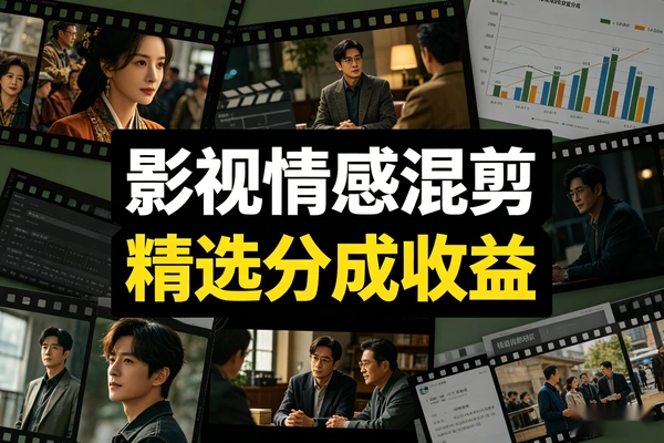 影视情感混剪零露脸零拍素材轻松拿下精选分成收益